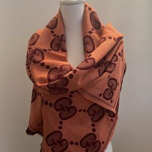 Gucci Orange and Brown Scarf Shimmering Fabric Stunning Scarf.